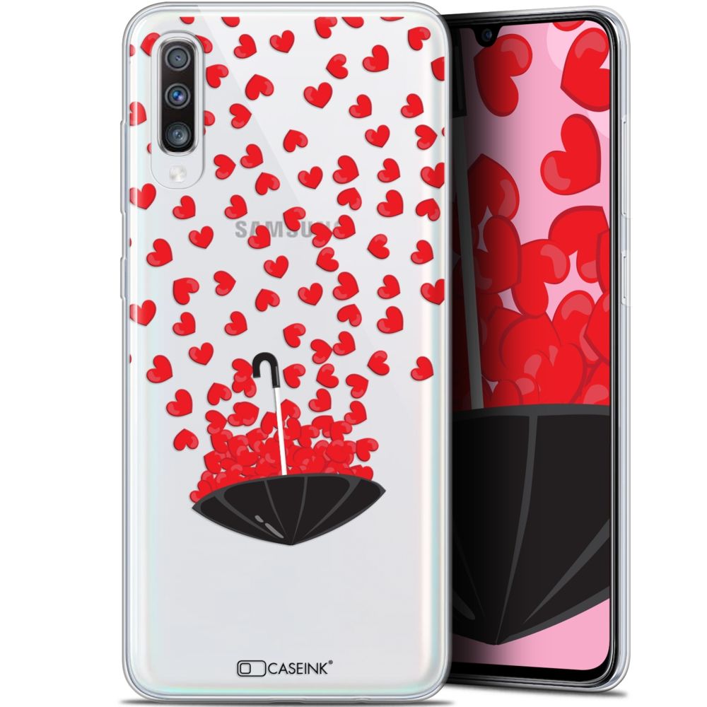 Caseink - Coque Pour Samsung Galaxy A70 (6.7 ) [Gel HD Collection Love Saint Valentin Design Parapluie d'Amour - Souple - Ultra Fin - Imprimé en France] - Coque, étui smartphone