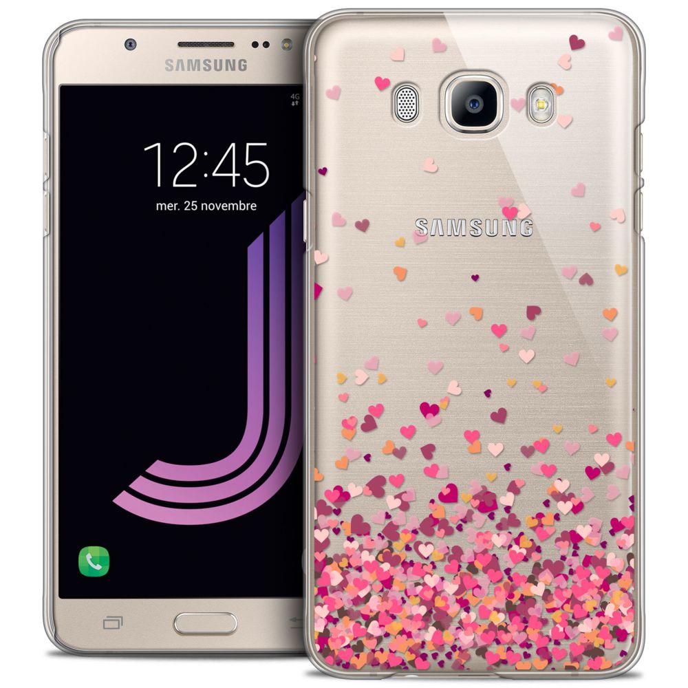 Caseink - Coque Housse Etui Samsung Galaxy J7 2016 (J710) [Crystal HD Collection Sweetie Design Heart Flakes - Rigide - Ultra Fin - Imprimé en France] - Coque, étui smartphone