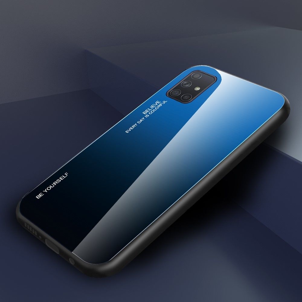 marque generique - Coque en TPU verre dégradé bleu/noir pour votre Samsung Galaxy A71 - Coque, étui smartphone