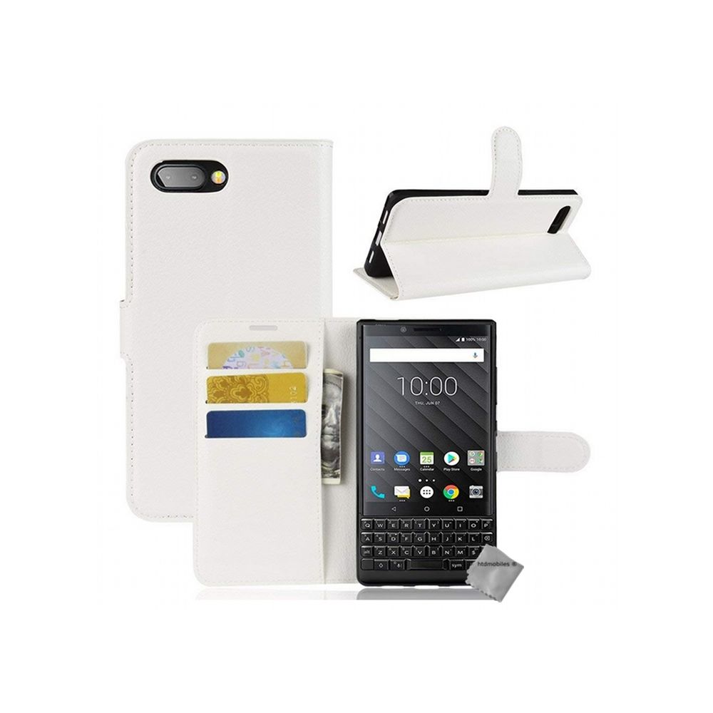 Htdmobiles - Housse etui coque pochette portefeuille pour Blackberry Key2 + film ecran - BLANC - Autres accessoires smartphone