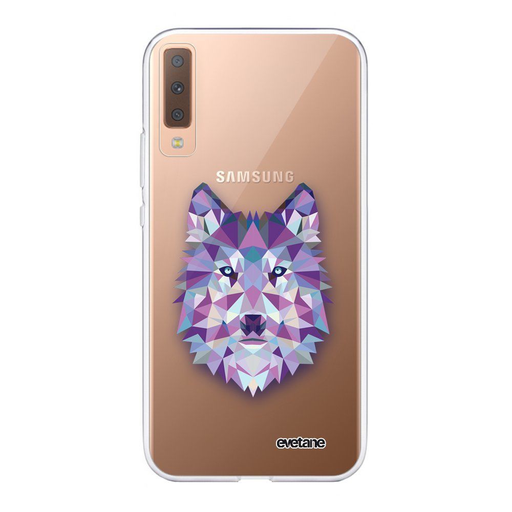 Evetane - Coque Samsung Galaxy A7 2018 souple transparente Loup geometrique Motif Ecriture Tendance Evetane. - Coque, étui smartphone