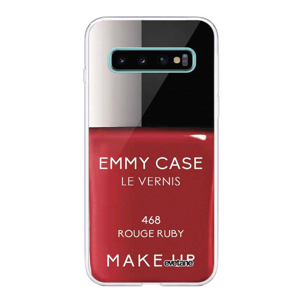 Evetane - Coque Samsung Galaxy S10 Plus souple transparente Vernis Rouge Motif Ecriture Tendance Evetane. - Coque, étui smartphone
