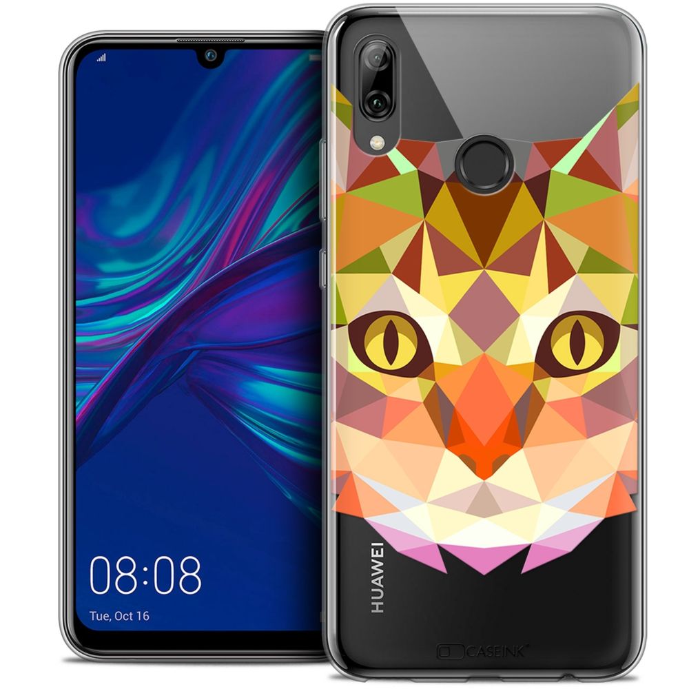 Caseink - Coque Housse Etui Pour Huawei P Smart 2019 (6.21 ) [Crystal Gel HD Polygon Series Animal - Souple - Ultra Fin - Imprimé en France] Chat - Coque, étui smartphone