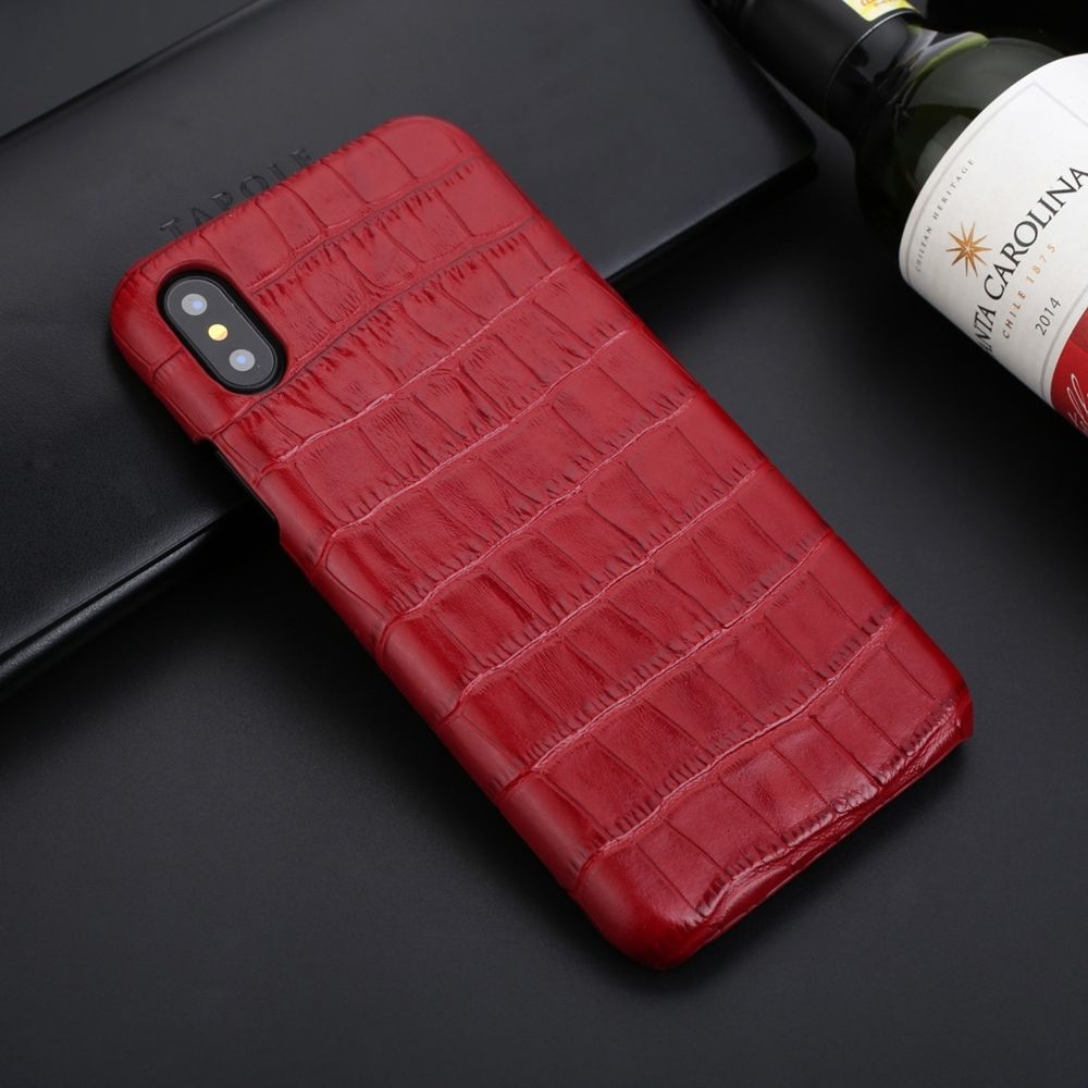 Wewoo - Coque Souple Étui de protection en cuir de vachette antichoc de style entreprise de texture de crocodile pour iPhone XR rouge - Coque, étui smartphone