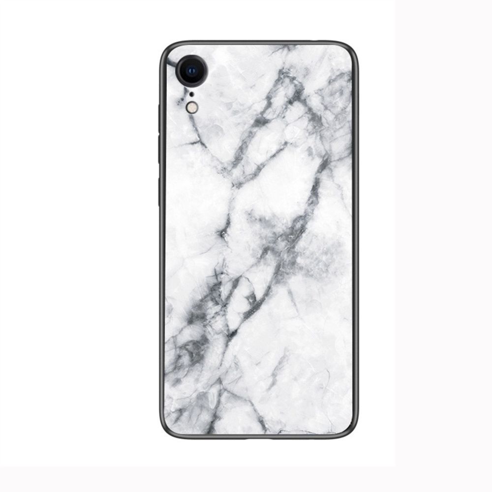 Wewoo - Coque Rigide Étui de protection en verre de marbre pour iPhone XR blanc - Coque, étui smartphone