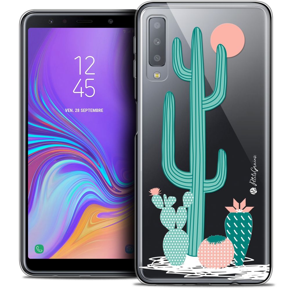 Caseink - Coque Housse Etui Pour Samsung Galaxy A7 (2018) A750 (6 ) [Crystal Gel HD Collection Petits Grains ? Design A l'Ombre des Cactus - Souple - Ultra Fin - Imprimé en France] - Coque, étui smartphone