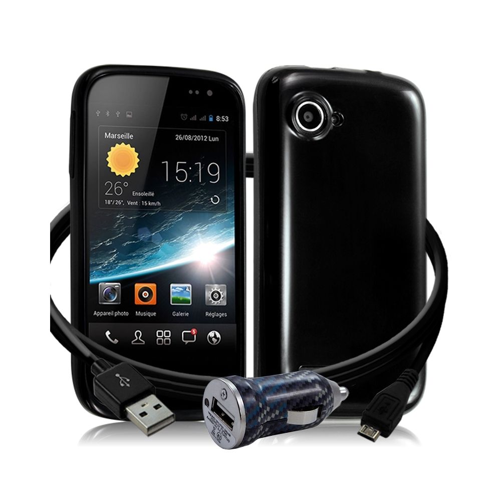 Karylax - Housse Coque Semi Rigide Couleur Noir pour Wiko Cink Slim 2 + Chargeur Auto - Support téléphone pour voiture