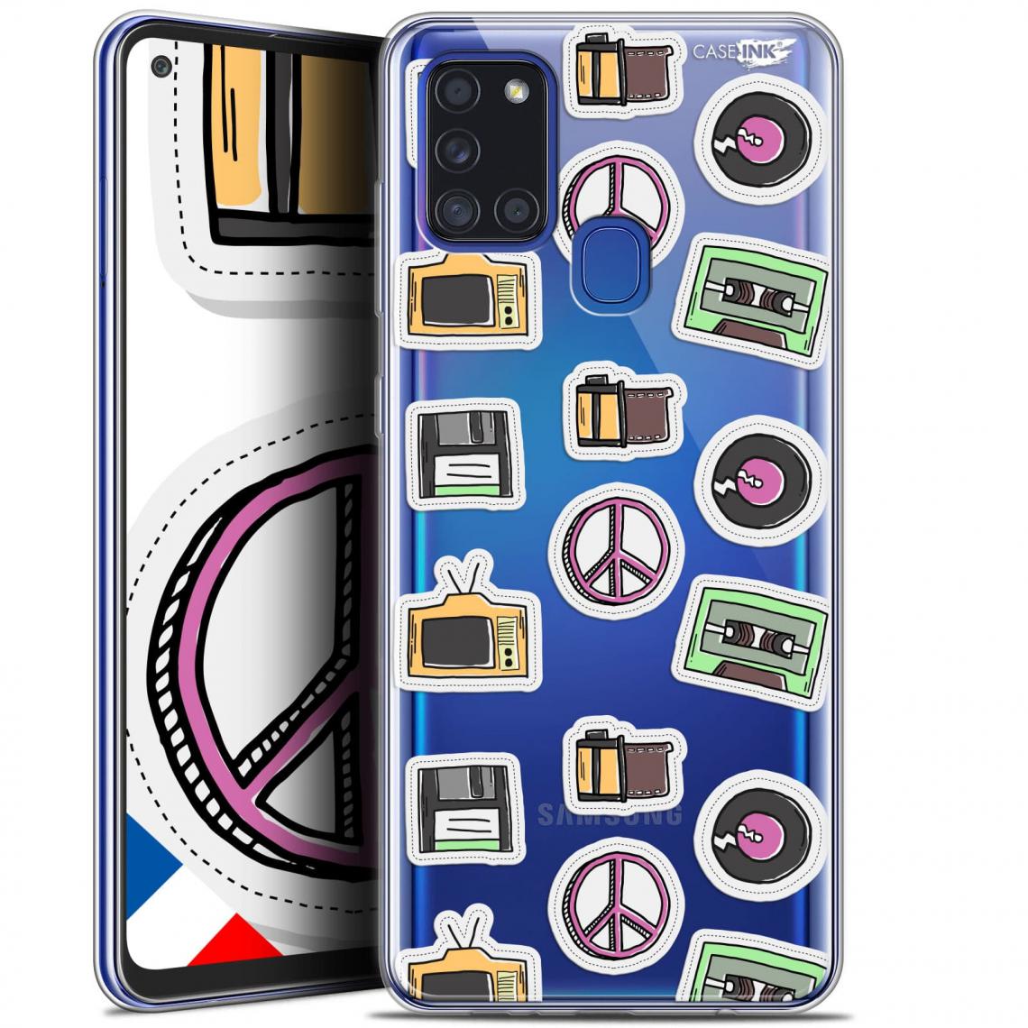 Caseink - Coque arrière Samsung Galaxy A21S (6.5 ) Gel HD [ Nouvelle Collection - Souple - Antichoc - Imprimé en France] Vintage Stickers - Coque, étui smartphone