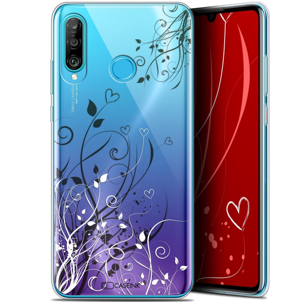 Caseink - Coque Pour Huawei P30 Lite (6.2 ) [Gel HD Collection Love Saint Valentin Design Hearts Flowers - Souple - Ultra Fin - Imprimé en France] - Coque, étui smartphone