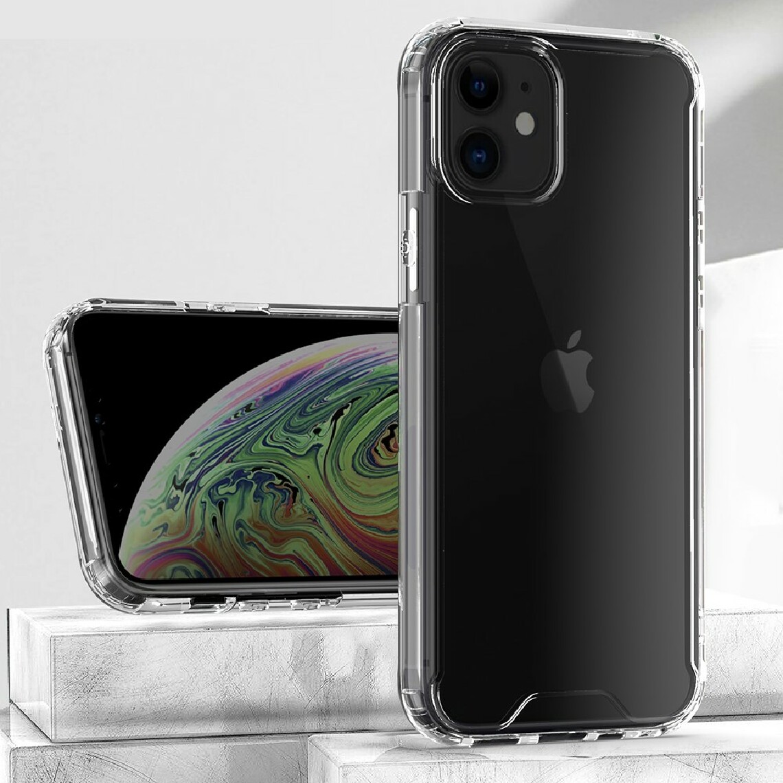 Other - Coque en TPU + acrylique résistant aux chutes clair transparent noir pour votre Apple iPhone 12 mini - Coque, étui smartphone