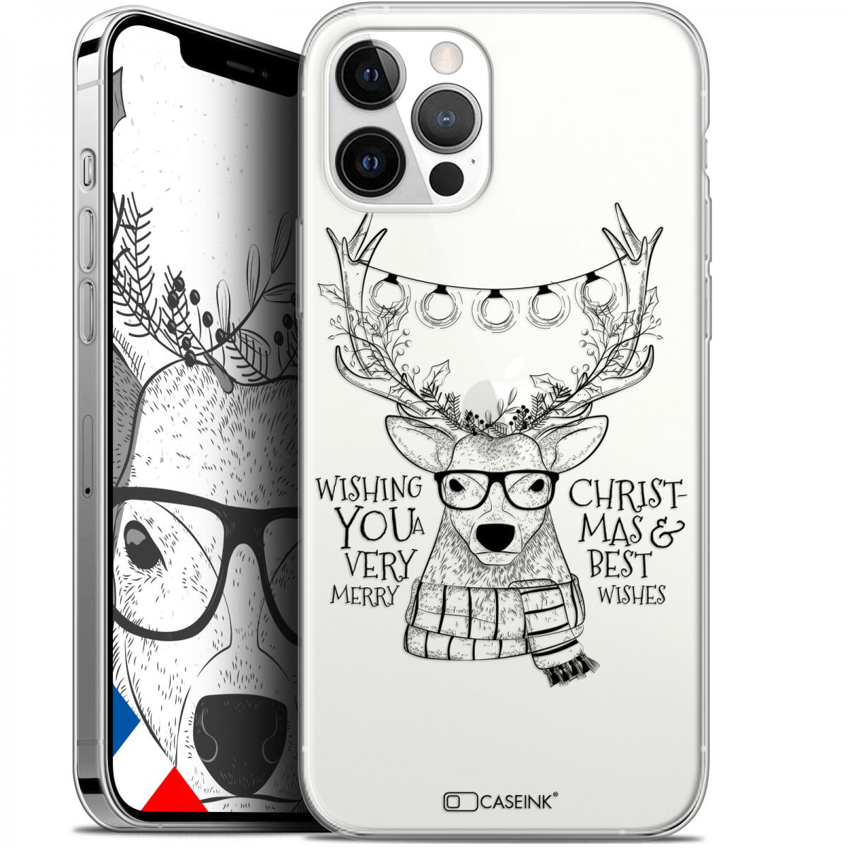 Caseink - Coque Pour Apple iPhone 12 / 12 Pro (6.1 ) [Gel HD Collection Noël 2017 Design Cerf Hipster - Souple - Ultra Fin - Imprimé en France] - Coque, étui smartphone
