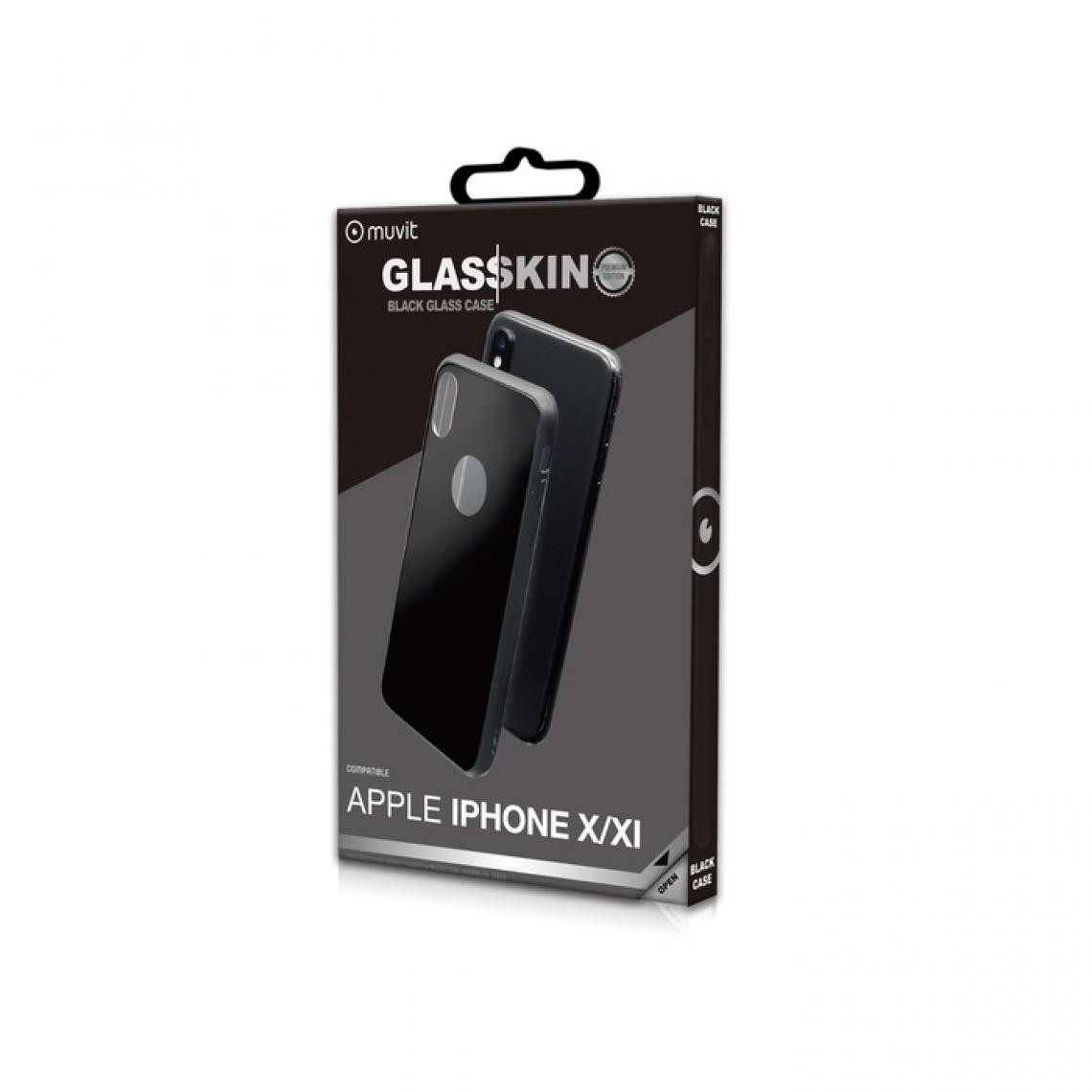 Muvit - Glasskin Coque Glass Case Noire: Apple Iphone X/Xs - Coque, étui smartphone