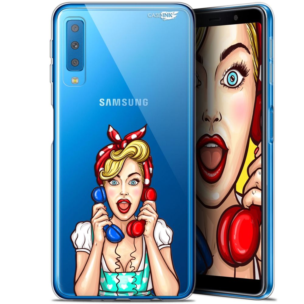 Caseink - Coque arrière Samsung Galaxy A7 2018 (A750) (6 ) Gel HD [ Nouvelle Collection - Souple - Antichoc - Imprimé en France] Calling Girl - Coque, étui smartphone