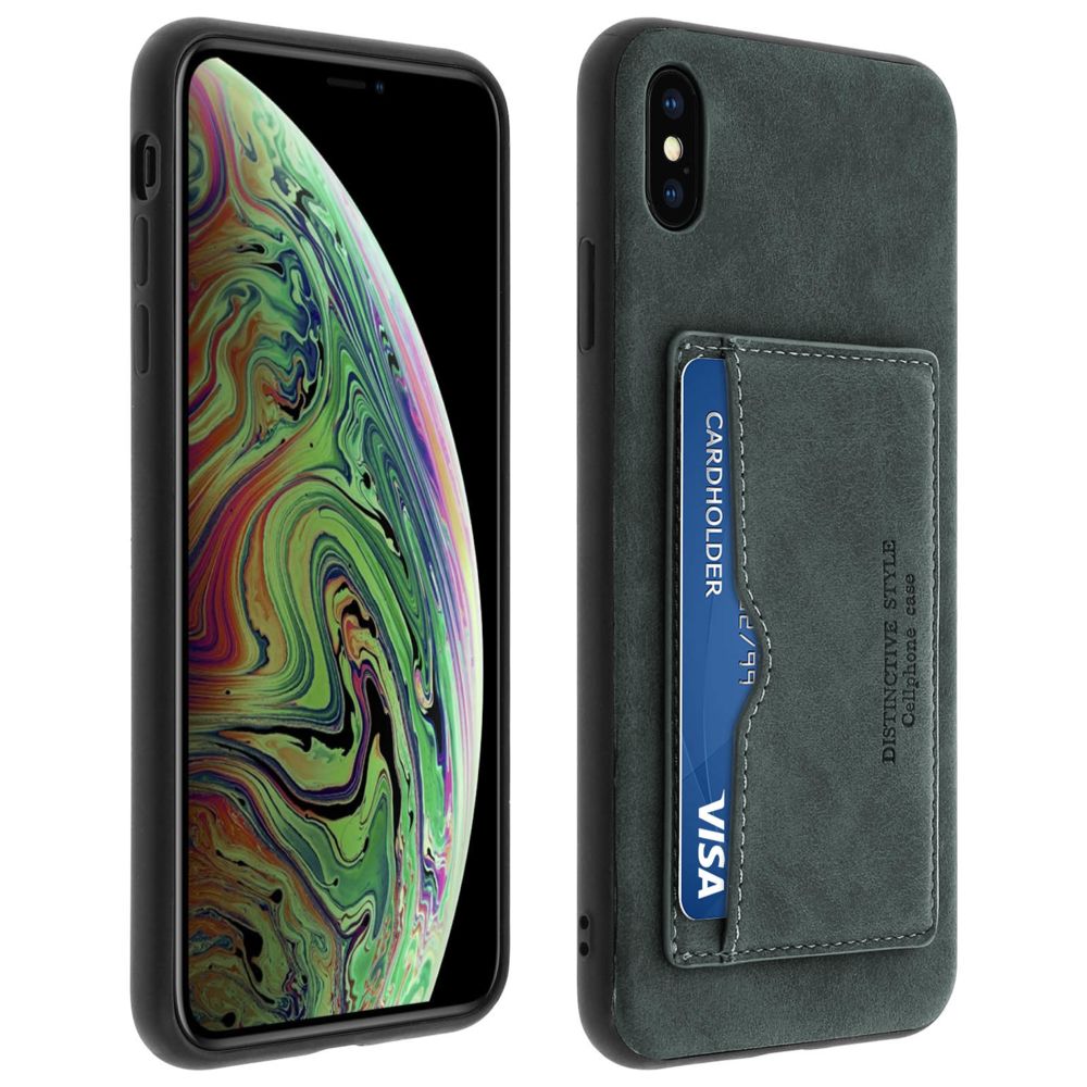 Avizar - Coque iPhone XS Max Protection Antichocs Porte-carte Stand Vidéos Gris foncé - Coque, étui smartphone
