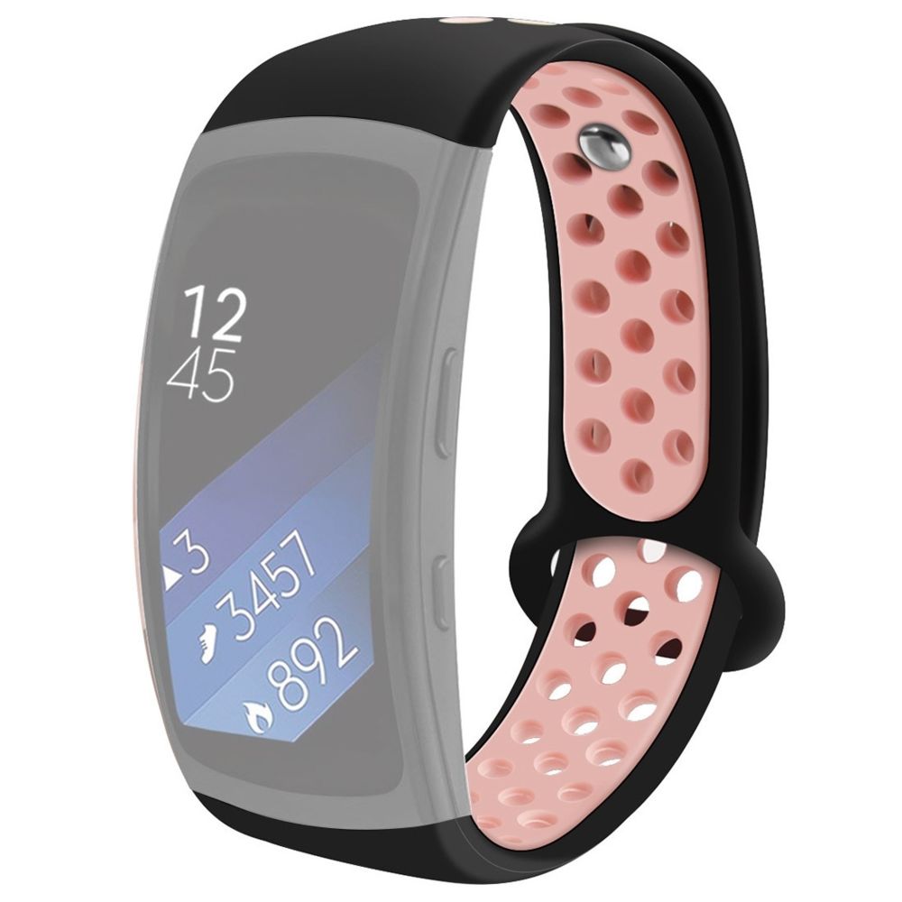 Wewoo - Bracelet pour montre connectée Gear Fit2 / Fit2 Pro Smart Watch Multiaperture en silicone bicolore de poignet Noir Rose - Bracelet connecté