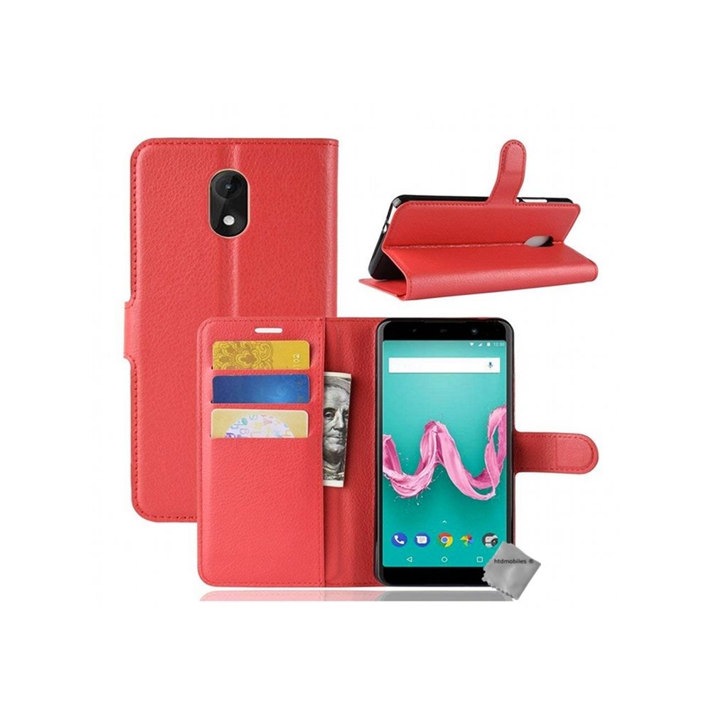 Htdmobiles - Housse etui coque pochette portefeuille pour Wiko Lenny 5 + verre trempe - ROUGE - Autres accessoires smartphone