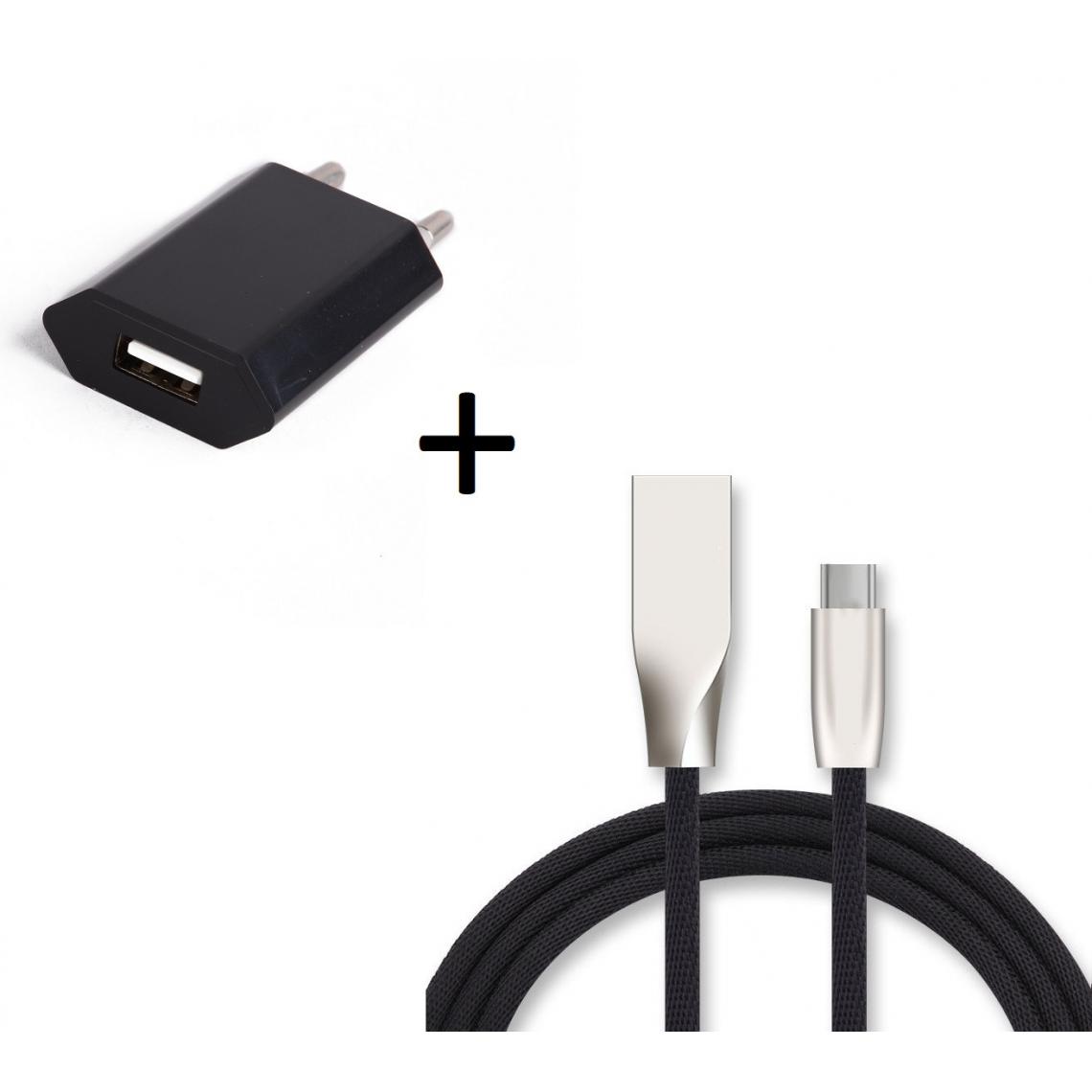 Shot - Pack Chargeur Type C pour ONEPLUS 7 (Cable Fast Charge + Prise Secteur Couleur USB) Android (NOIR) - Chargeur secteur téléphone