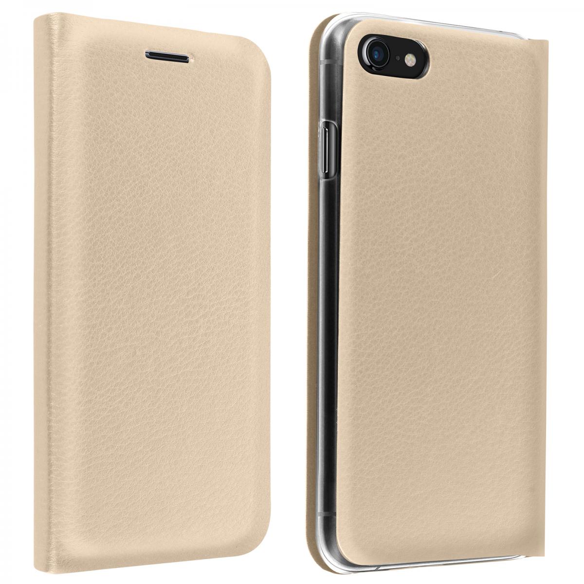Avizar - Étui Apple iPhone SE 2020 / 8 / 7 Portefeuille Clapet Porte-carte doré - Coque, étui smartphone