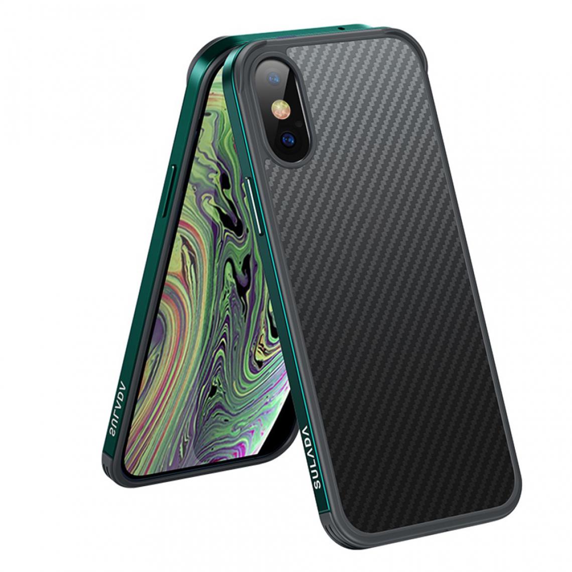 Sulada - Coque en TPU Hybride à texture de fibre de carbone vert pour votre Apple iPhone XS Max 6.5 pouces - Coque, étui smartphone