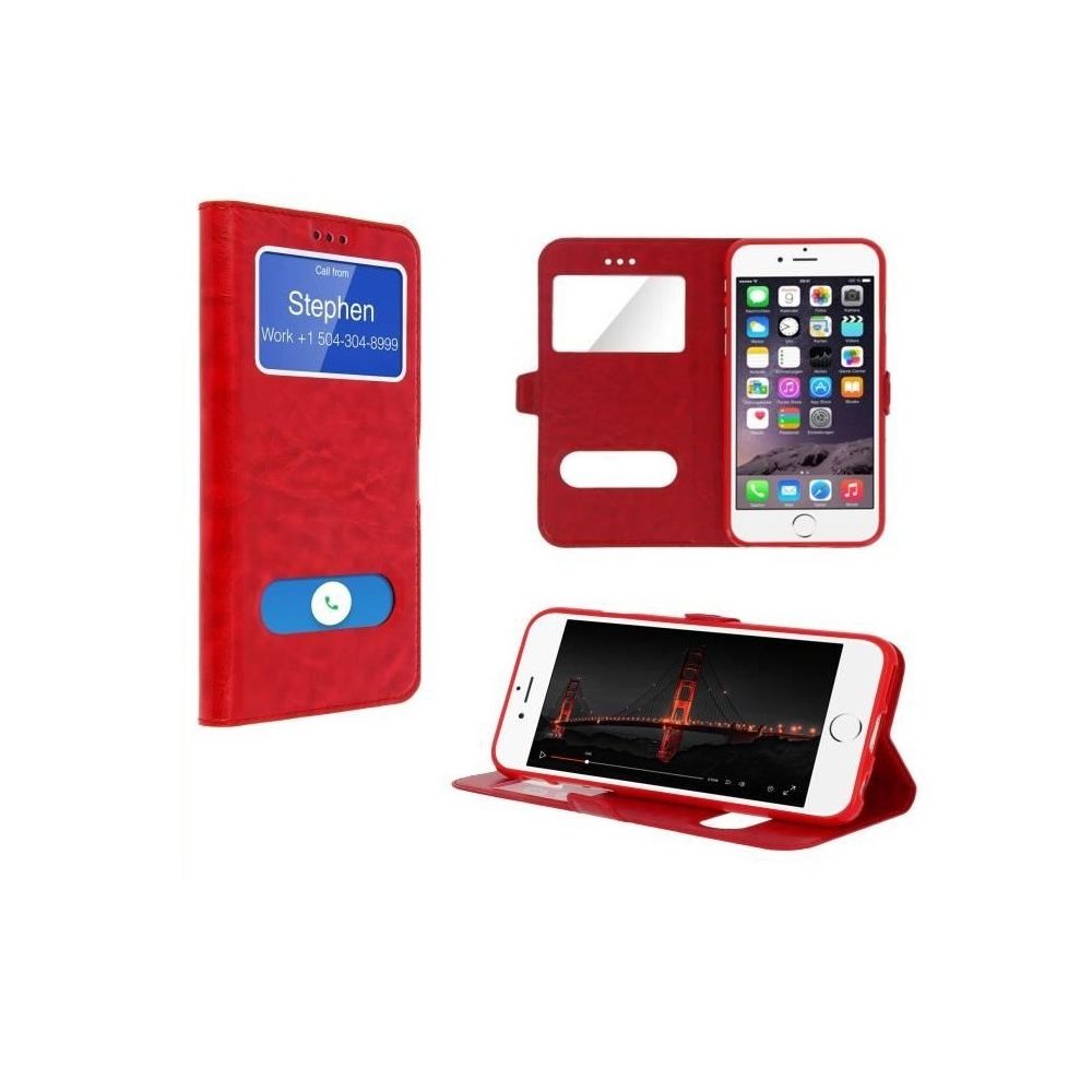 marque generique - Etui Housse Coque Rouge Fenetre Protection Integrale iPhone 5 5S 5SE - Coque, étui smartphone