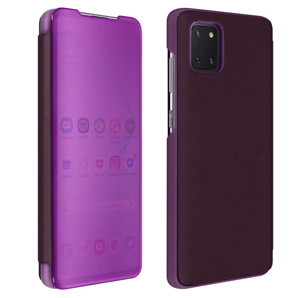 Avizar - Housse Samsung Galaxy Note 10 Lite Rabat Translucide Miroir Support Vidéo violet - Coque, étui smartphone