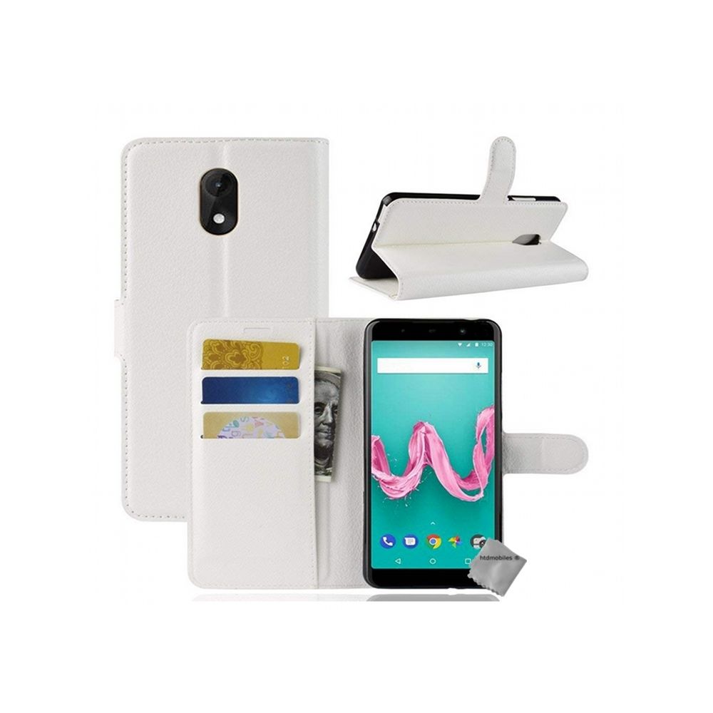 Htdmobiles - Housse etui coque pochette portefeuille pour Wiko Lenny 5 + verre trempe - BLANC - Autres accessoires smartphone
