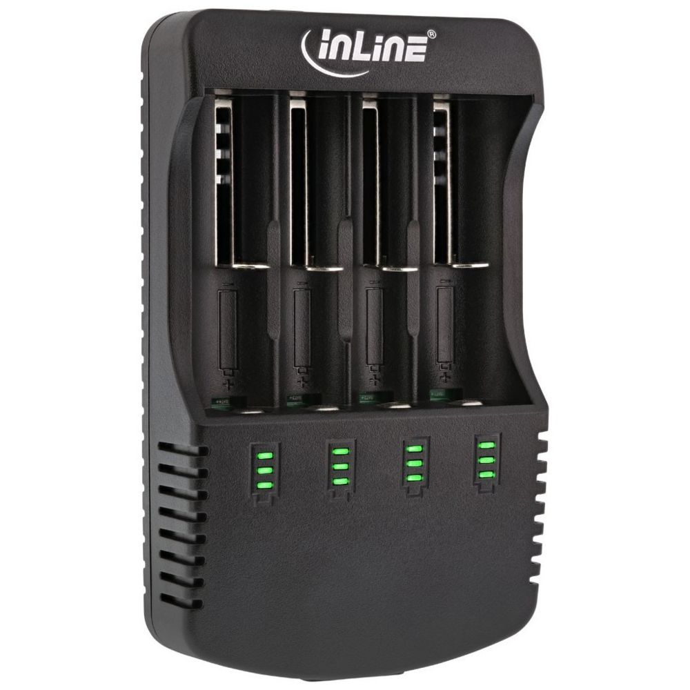 Inline - Chargeur InLine® pour batteries au lithium et NiCd + NiMH, avec fonction Powerbank - Chargeur secteur téléphone