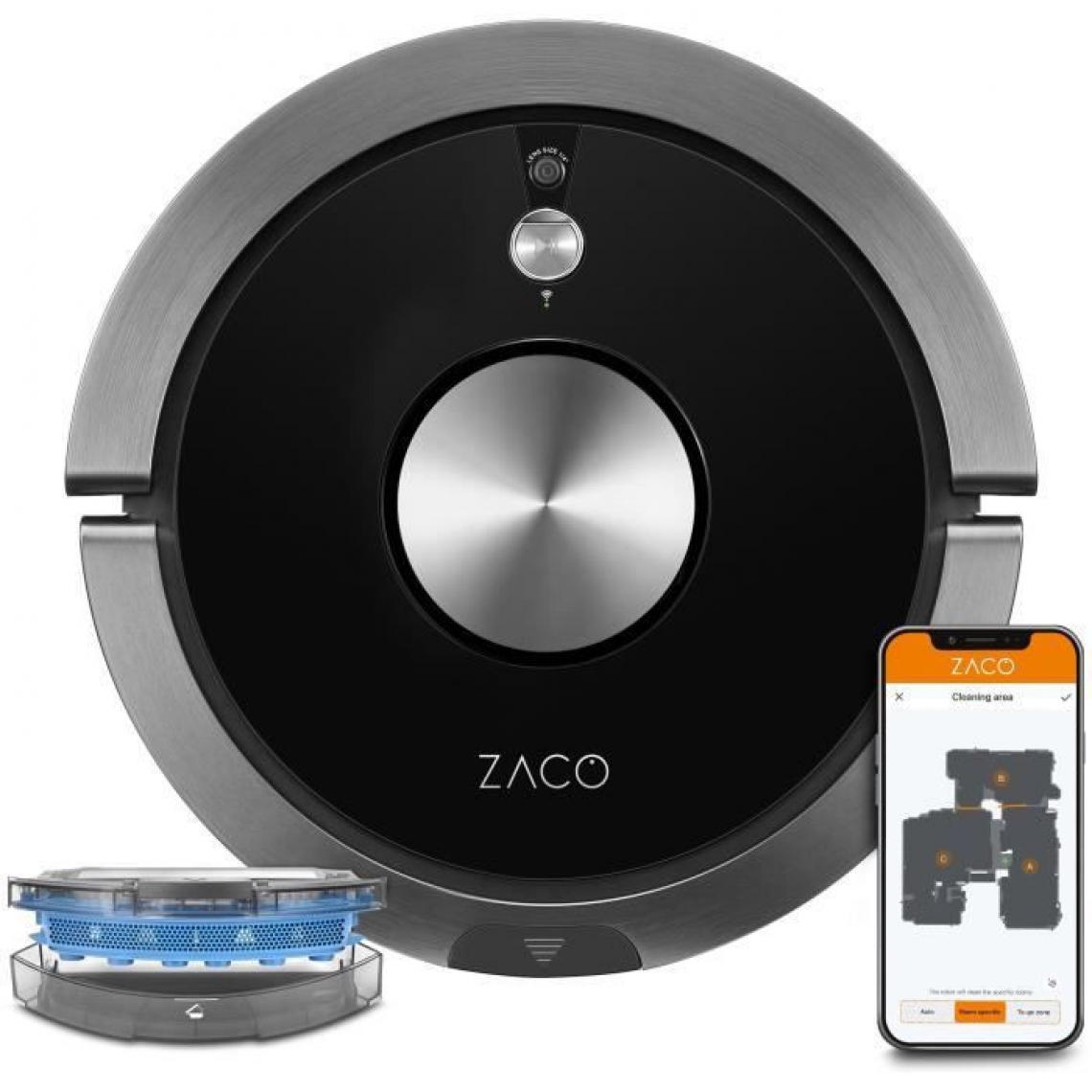ZACO - ZACO A9SPRO 501905 - Robot aspirateur laveur connecté - Jusqu'a 110 minutes - 68 dB - Fonction auto-résumé - Aspirateur robot