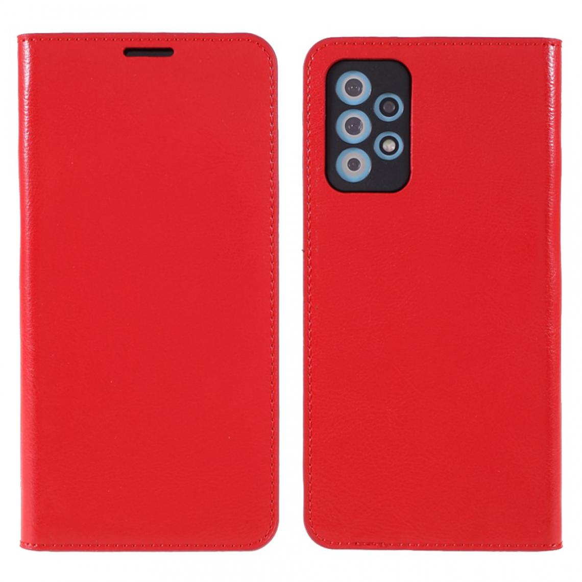Other - Etui en cuir véritable Cheval fou auto-absorbé avec support rouge pour votre Samsung Galaxy A72 4G/5G - Coque, étui smartphone