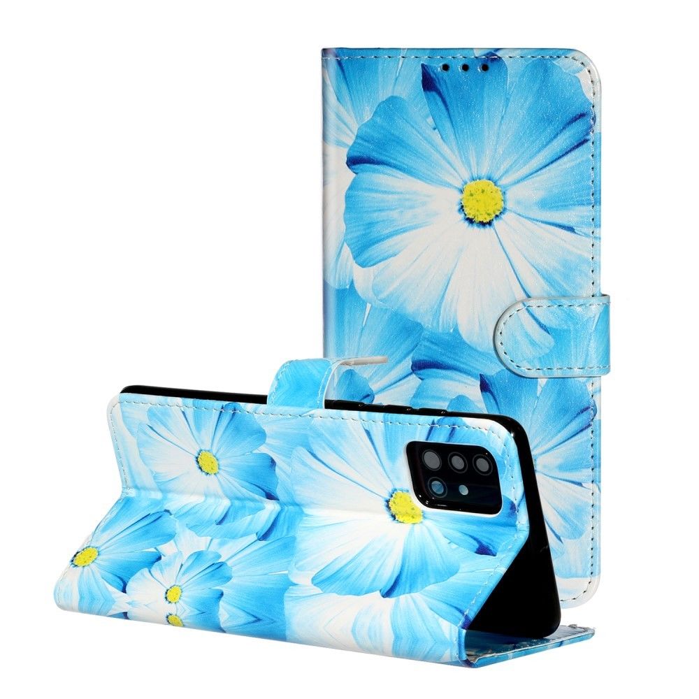Generic - Etui en PU impression de motifs avec support fleurs bleues pour votre Samsung Galaxy A51 - Coque, étui smartphone