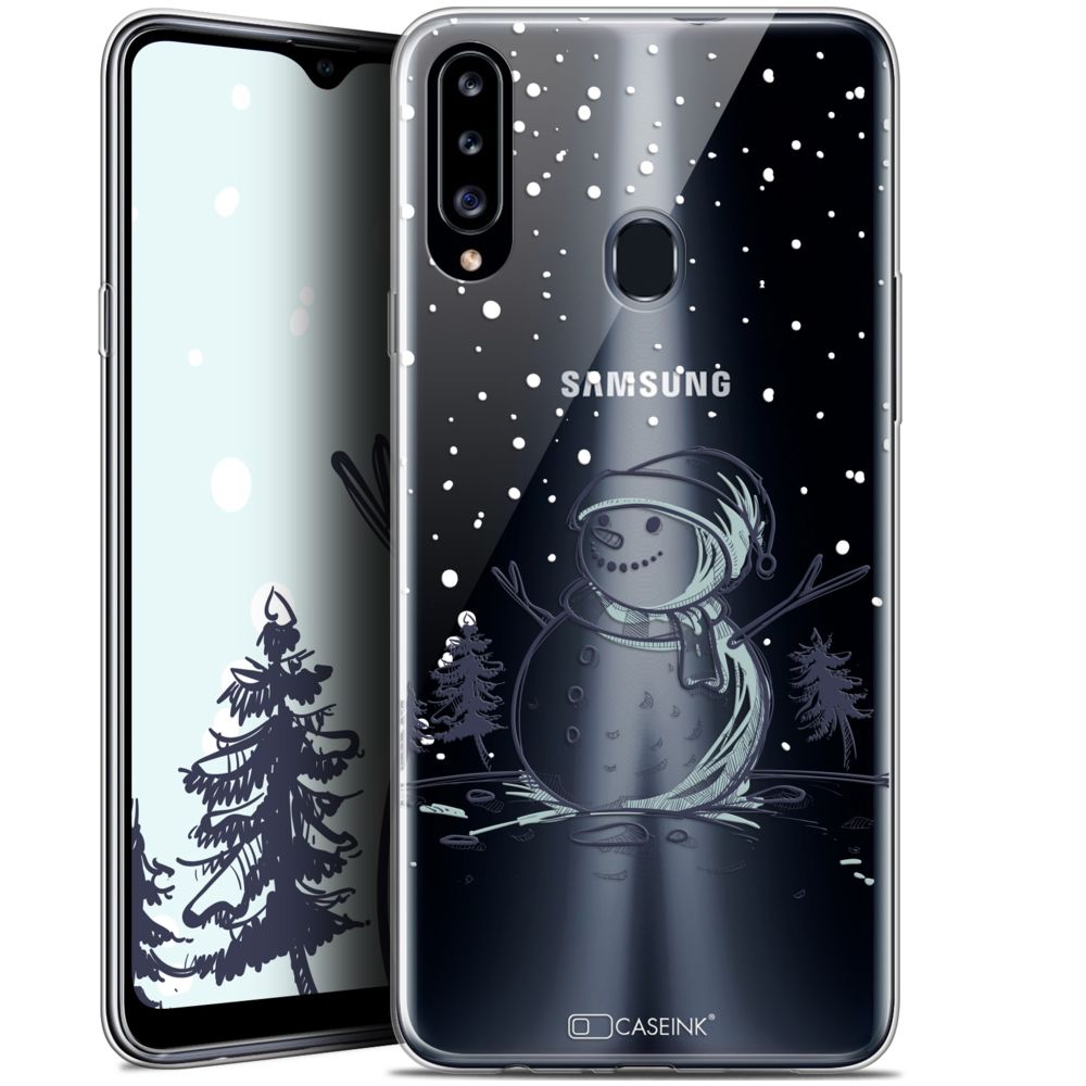 Caseink - Coque Pour Samsung Galaxy A20s (6.5 ) [Gel HD Collection Noël 2017 Design Bonhomme de Neige - Souple - Ultra Fin - Imprimé en France] - Coque, étui smartphone