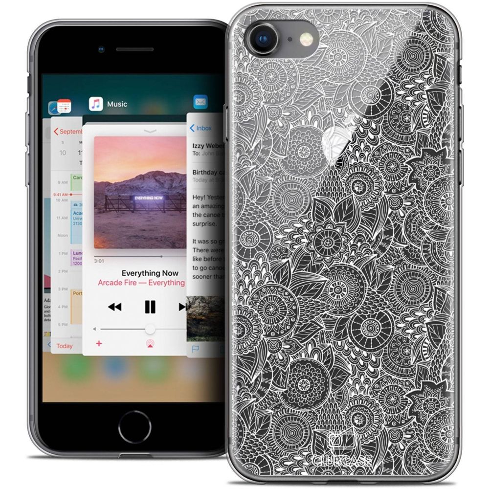 Caseink - Coque Housse Etui Apple iPhone 8 (4.7 ) [Crystal Gel HD Collection Dentelle Florale Design Blanc - Souple - Ultra Fin - Imprimé en France] - Coque, étui smartphone