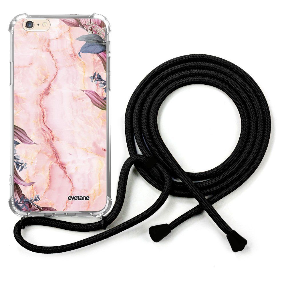 Evetane - Coque cordon iPhone 6/6S cordon noir Dessin Marbre Fleurs Evetane. - Coque, étui smartphone
