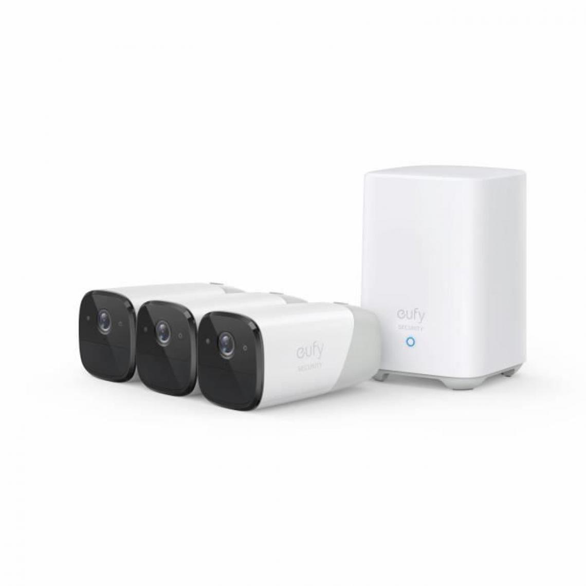 Eufy - EufyCam 2 - Kit de surveillance 3 Caméras Sans fil + base de contrôle et de stockage - Caméra de surveillance connectée