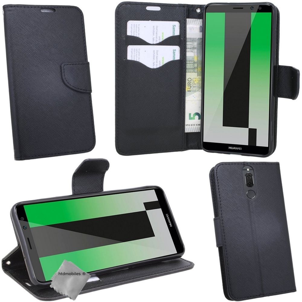 Htdmobiles - Housse etui coque pochette portefeuille pour Huawei Mate 10 Lite + verre trempe - NOIR / NOIR - Autres accessoires smartphone