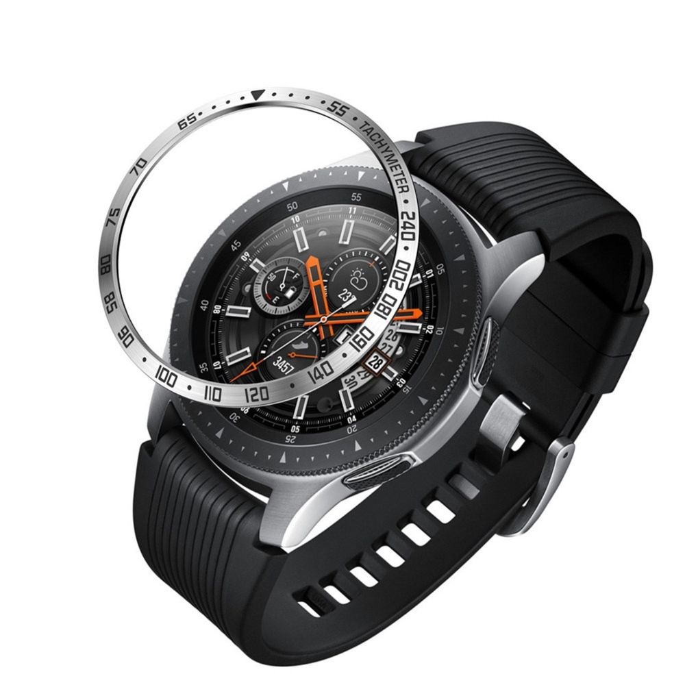 Wewoo - Boîtier de montre Cadre de protection en acier cadran pour Galaxy 46mm blanc + noir - Accessoires montres connectées