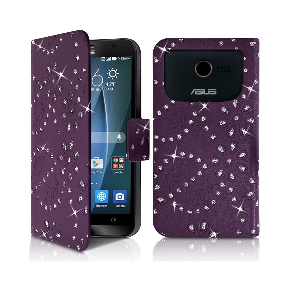 Karylax - Housse Coque Etui Portefeuille Motif Diamant Universel XL couleur violet pour Asus zenfone 2 - Autres accessoires smartphone