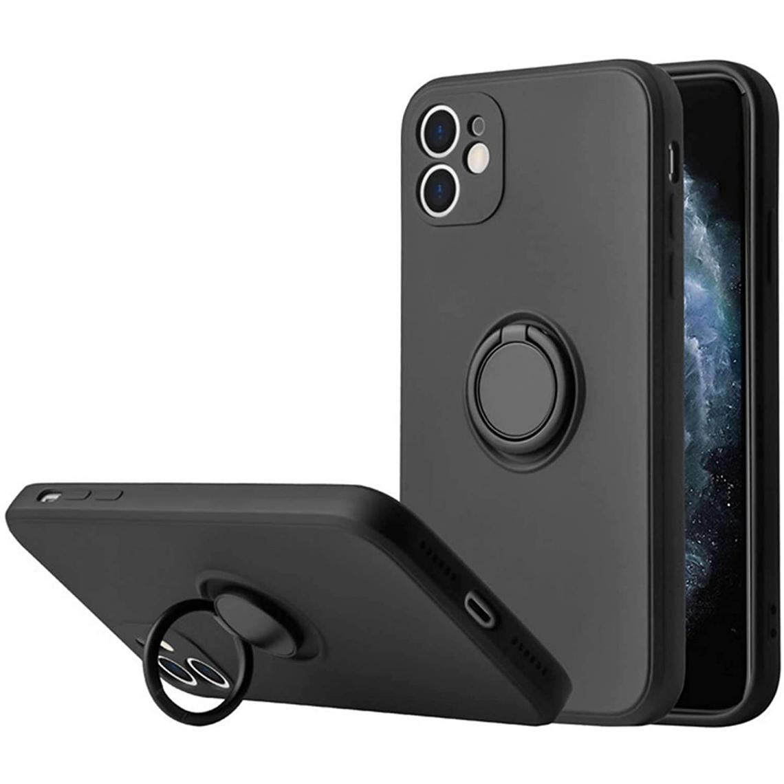 Cabling - CABLING®Coque iPhone 12 Mini avec anneau support 360 °Absorption des chocs Coque en caoutchouc de silicone Noir - Coque, étui smartphone