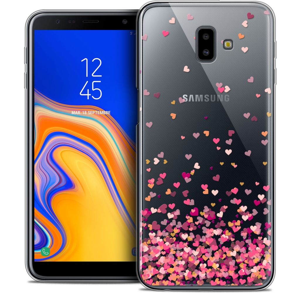 Caseink - Coque Housse Etui Pour Samsung Galaxy J6 Plus J6+ (6.4 ) [Crystal Gel HD Collection Sweetie Design Heart Flakes - Souple - Ultra Fin - Imprimé en France] - Coque, étui smartphone