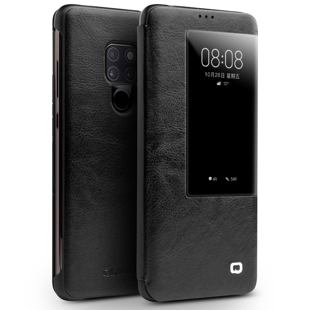 marque generique - Etui en cuir véritable fenêtre de visualisation noir pour votre Huawei Mate 20 - Autres accessoires smartphone