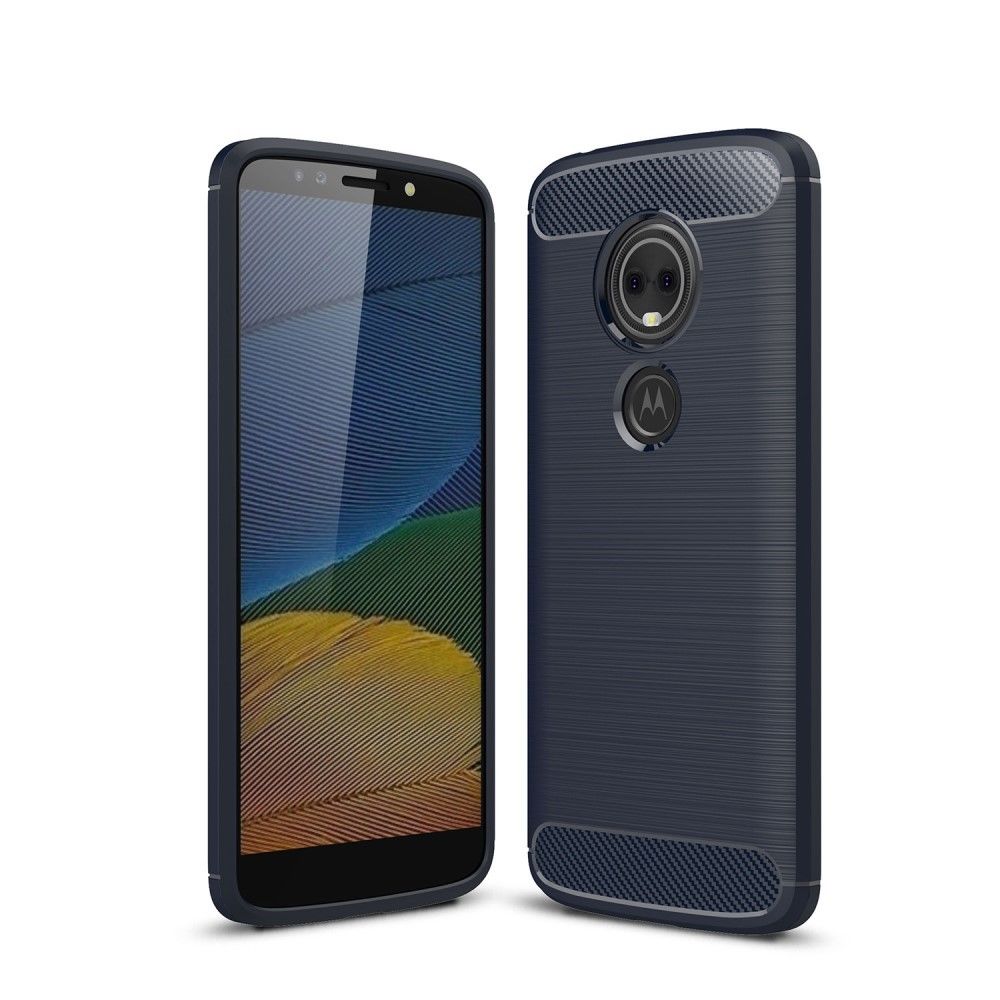 marque generique - Coque en TPU bleu foncé en fibre de carbone pour Motorola Moto E5 - Autres accessoires smartphone