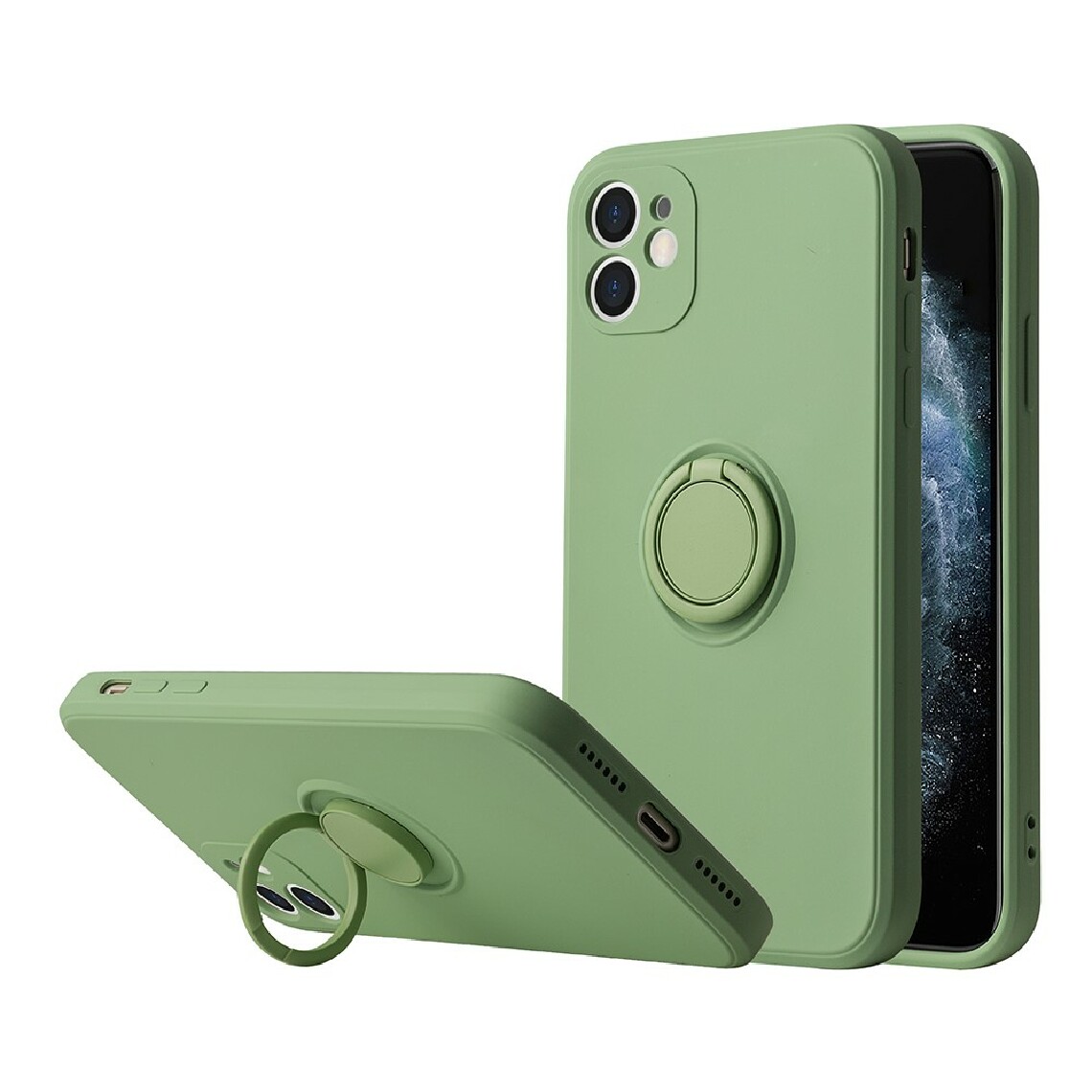 Other - Coque en TPU sensation de gel de silice avec béquille vert pour votre Apple iPhone 12 - Coque, étui smartphone