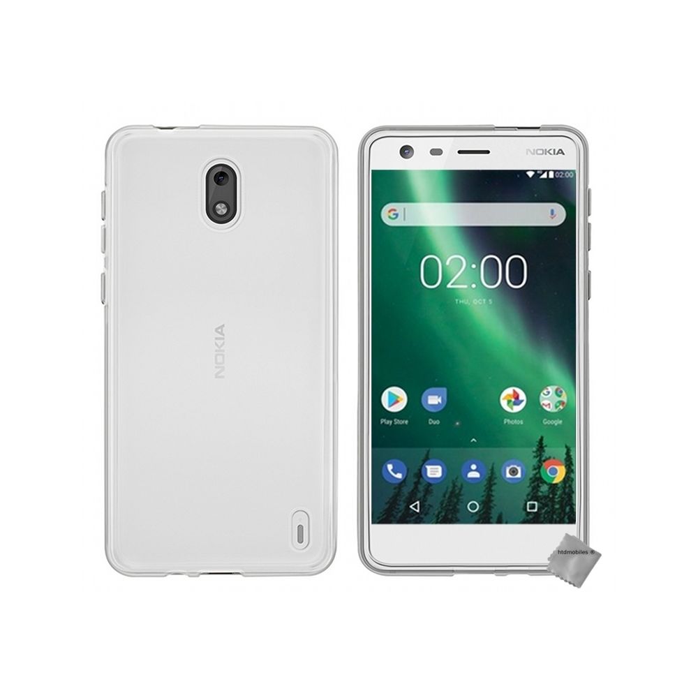 Htdmobiles - Housse etui coque pochette silicone gel fine pour Nokia 2 + verre trempe - BLANC TRANSPARENT - Autres accessoires smartphone