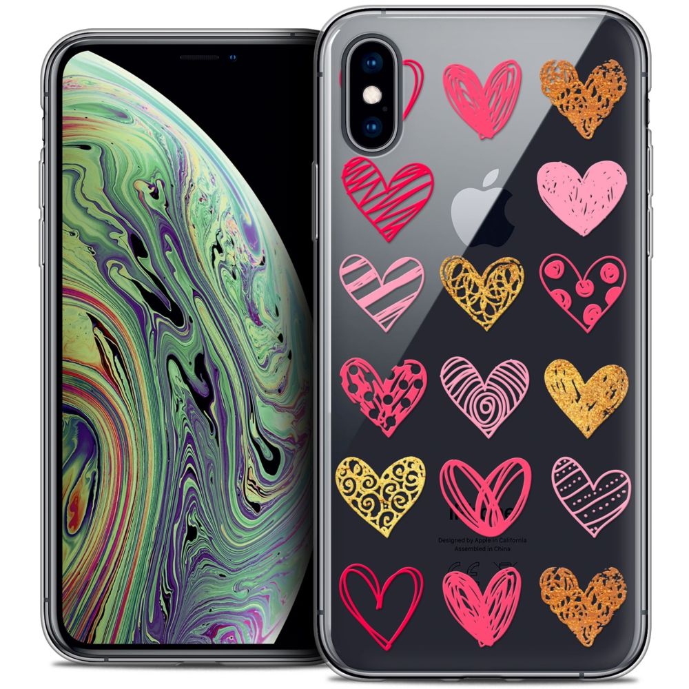Caseink - Coque Housse Etui Apple iPhone Xs Max (6.5 ) [Crystal Gel HD Collection Sweetie Design Doodling Hearts - Souple - Ultra Fin - Imprimé en France] - Coque, étui smartphone