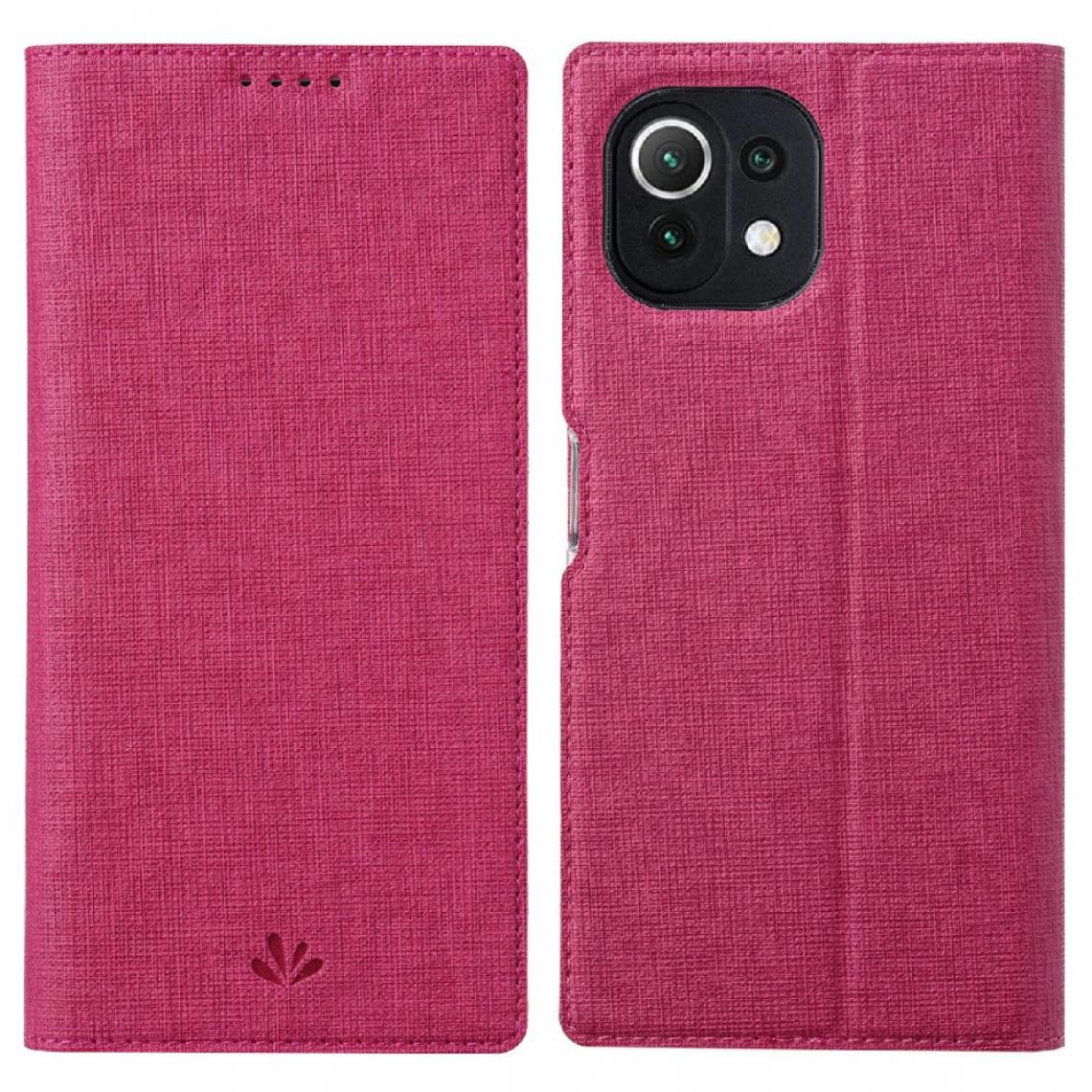 Vili - Etui en PU avec support et porte-cartes rose pour votre Xiaomi Mi 11 Lite 4G/5G - Coque, étui smartphone