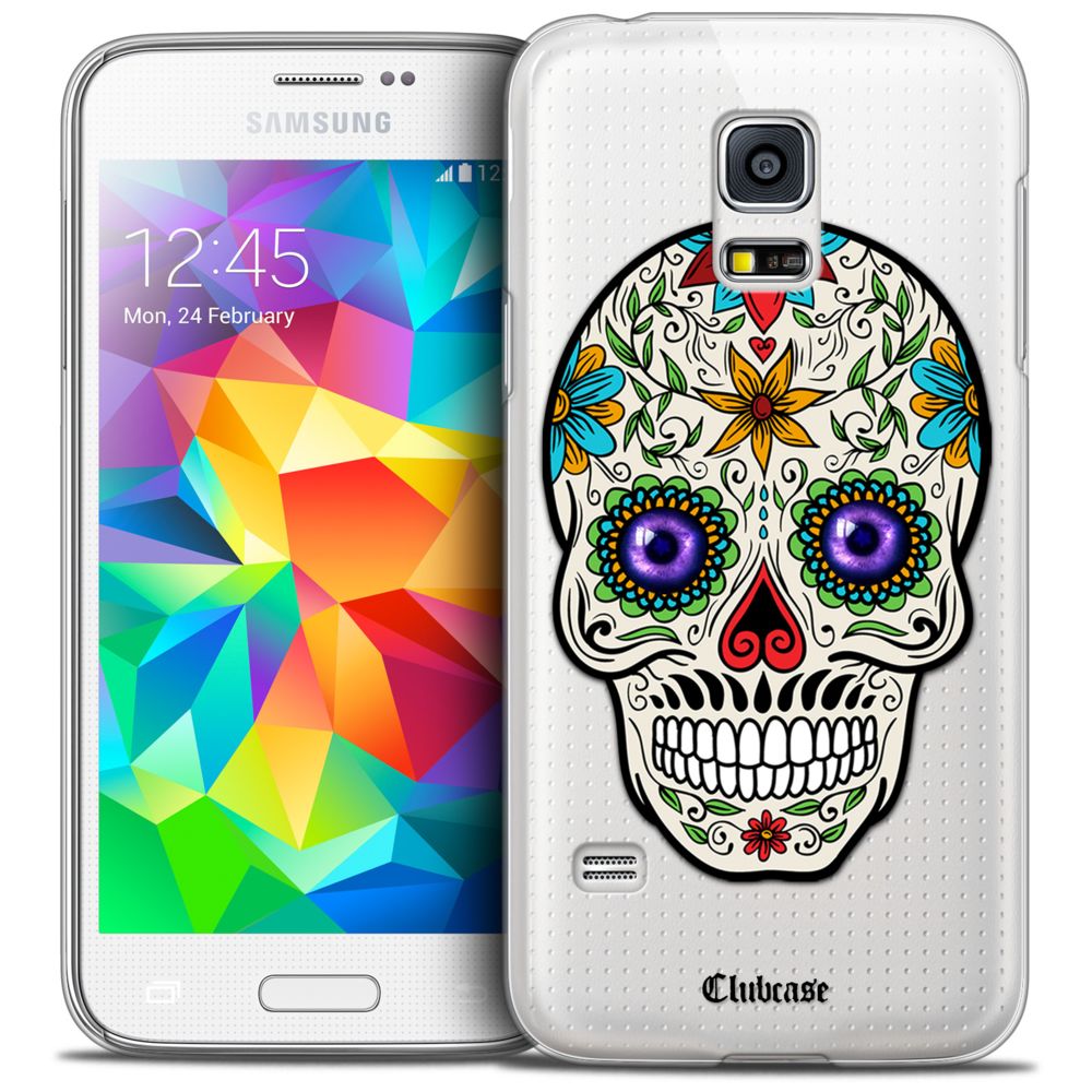Caseink - Coque Housse Etui Samsung Galaxy S5 [Crystal HD Collection Skull Design Maria's Flower - Rigide - Ultra Fin - Imprimé en France] - Coque, étui smartphone
