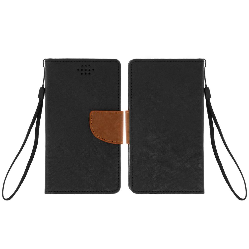 Avizar - Etui universel Fancy Style taille maximale 139 x 71 mm - Noir/Marron - Coque, étui smartphone