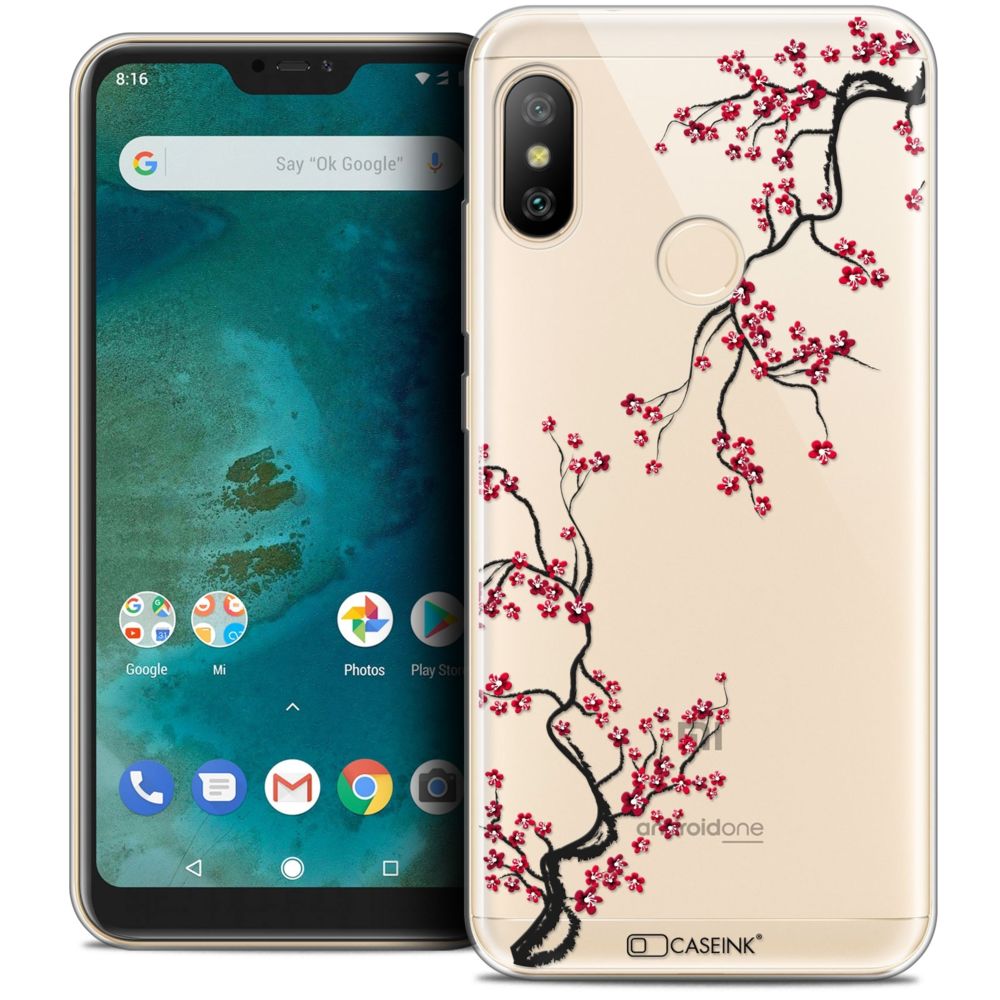 Caseink - Coque Housse Etui Xiaomi Mi A2 LITE (5.8 ) [Crystal Gel HD Collection Summer Design Sakura - Souple - Ultra Fin - Imprimé en France] - Coque, étui smartphone