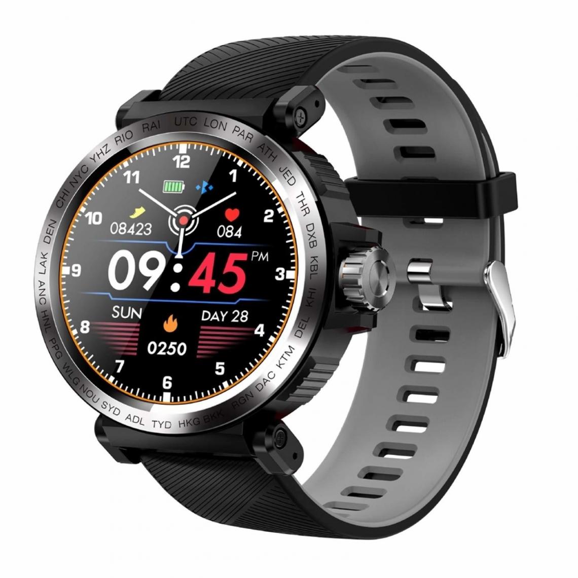 Chronotech Montres - Smart Watch, S18 1.28 Inch Color Screen IP68 Waterproof, Support Call Reminder/Heart Rate Monitoring/Sleep Monitoring/Blood Pressure Monitoring(black) - Montre connectée