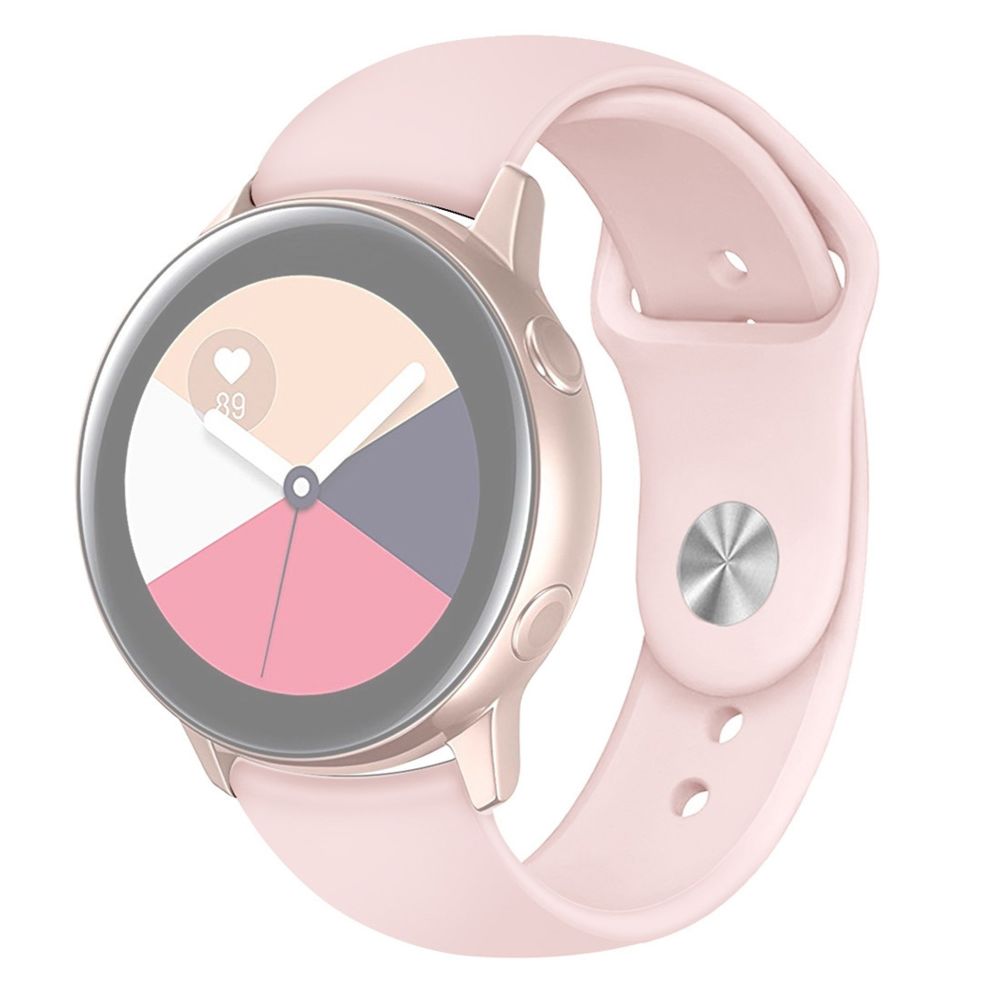 Wewoo - Bracelet pour montre connectée Galaxy Watch Active 2 Smart couleur unie de poignet en siliconeTaille L Rose - Bracelet connecté